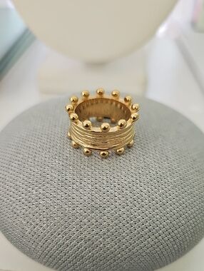 Gold Beaded Statement Ring - Stainless Steel
